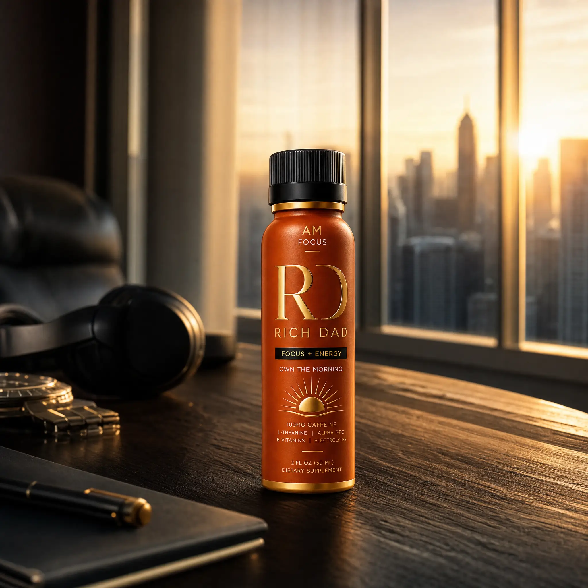 Sunrise light across a modern interior — the AM Focus ritual